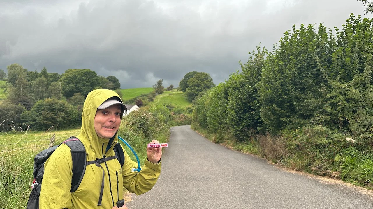  Fruitella from Pool Barn’s honesty box. We donned our rain jackets here and not a moment too soon. You can see what we’re about to walk into.  