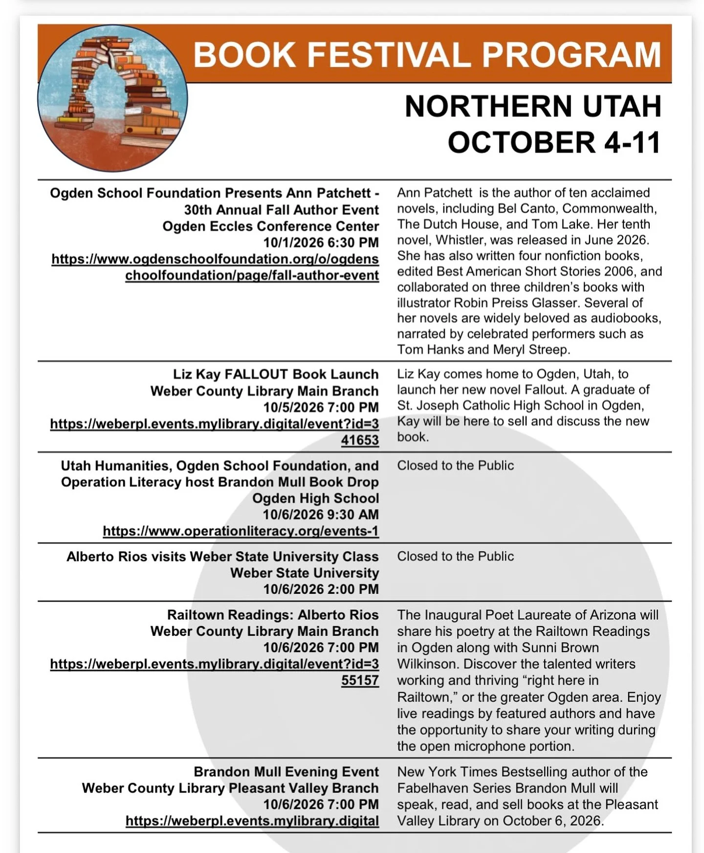 Hey Northern Utah. FALLOUT is officially out October 13, but thanks to Utah Humanities, we&rsquo;re launching early just for you. October 5, 7 pm.