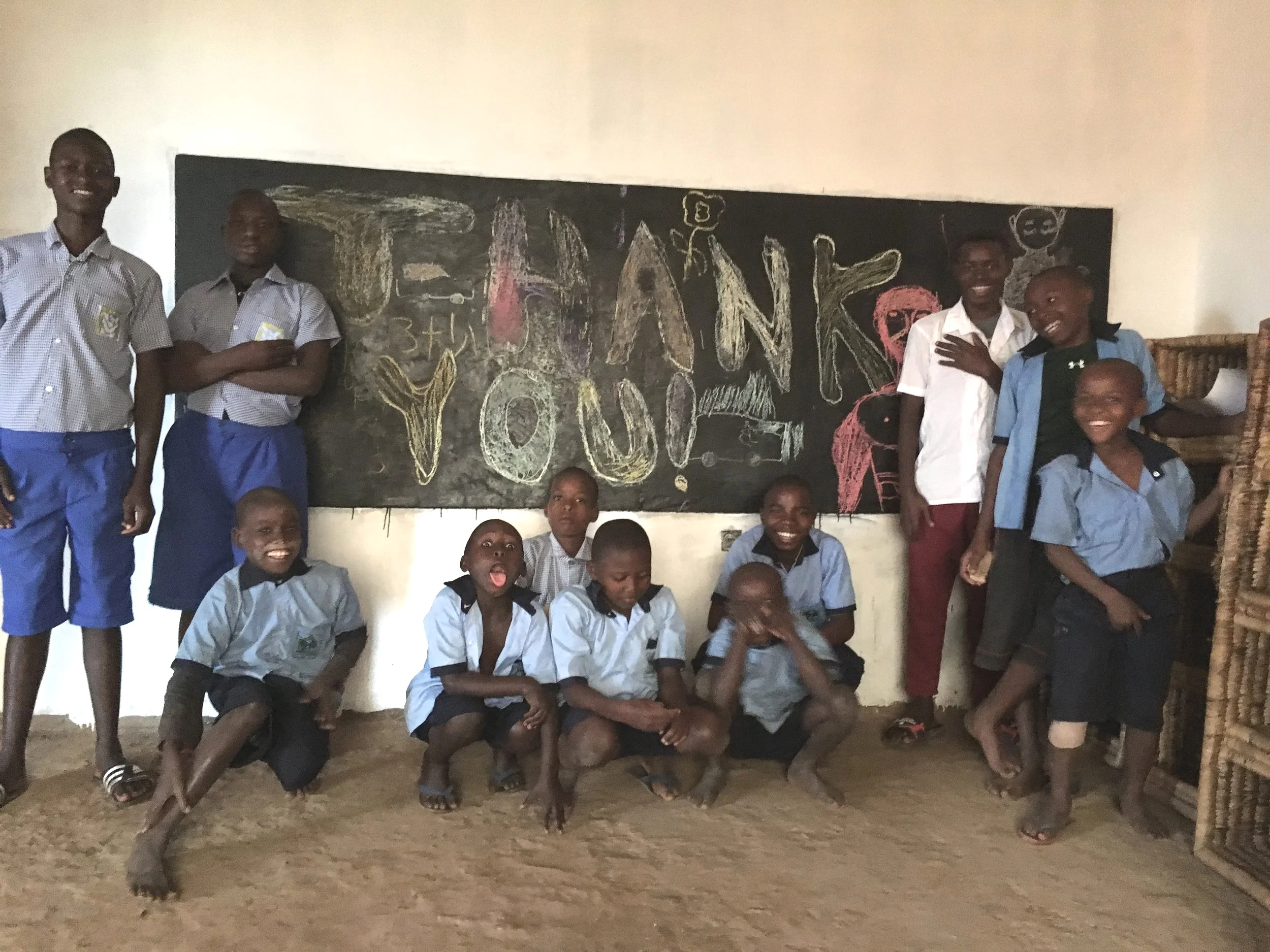 Most of our new comers in their school uniforms sending everyone their gratitude.