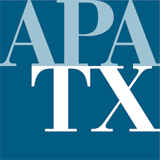 Logo with the text 'APA TEX' in blue and white letters