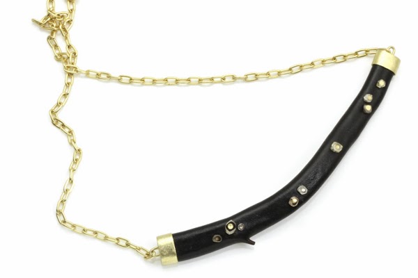  Kuro Pendant, black coral, 1.32ct organic crystal diamonds, 18kyg, 19.5", 2013