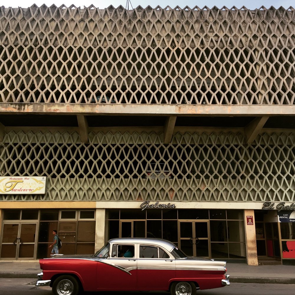 Parking garage across from Teatro America 