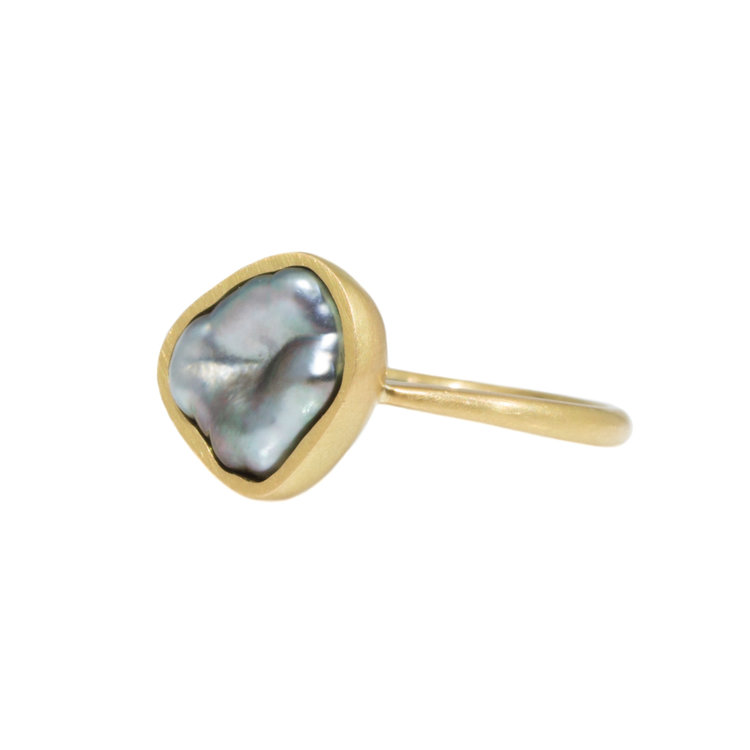 Keshi Pearl Ring in 18k Yellow Gold