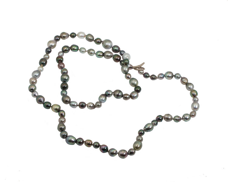 Natural Tahitian Baroque Pearls with 18K Palladium White Gold Toggle Clasp