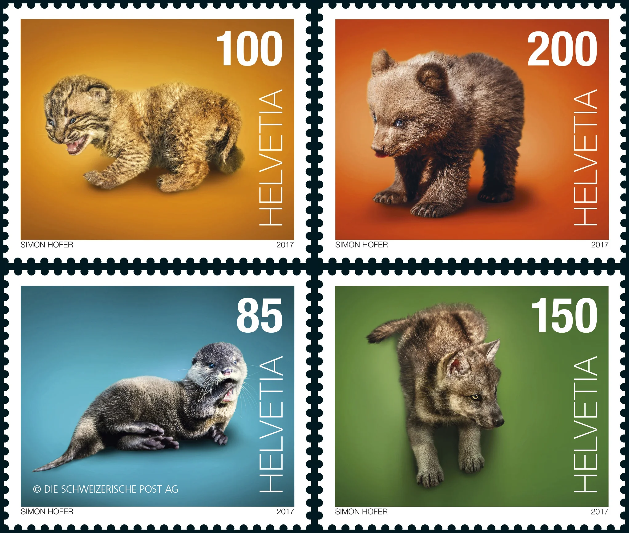 Die Post, 4 Sonderbriefmarken für das Thema Tierbabies
