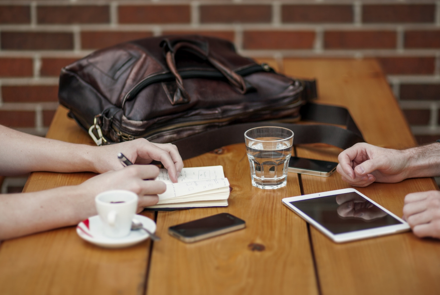 Two people meeting for coffee