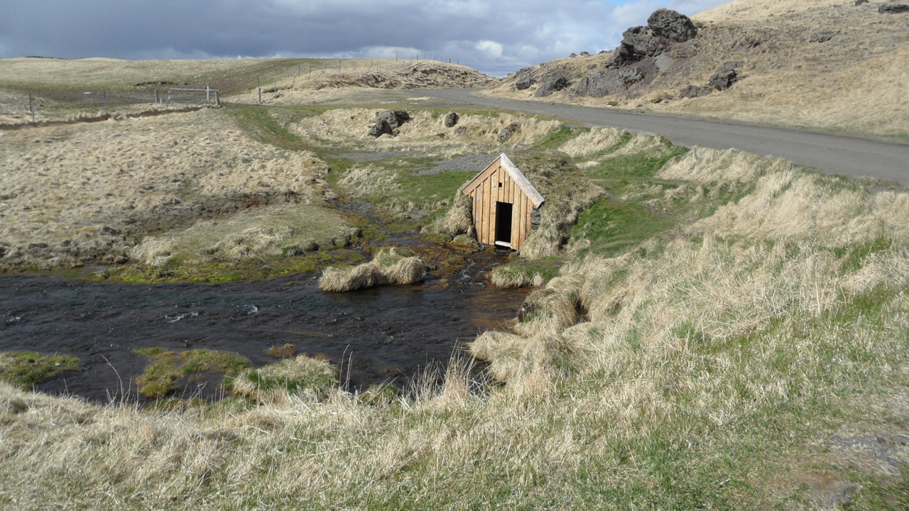 A little outbuilding visible from Keldur, a collection of historic sod buildings.