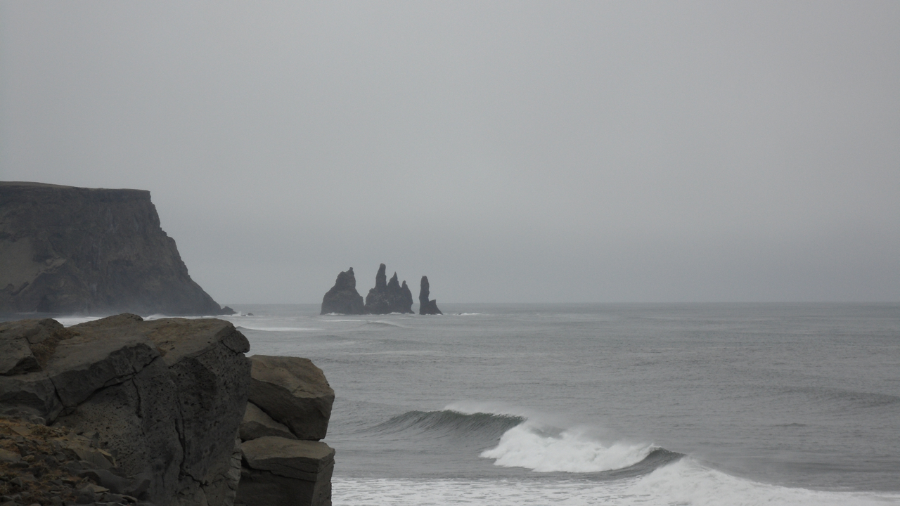 Looking back toward the basalt formations.