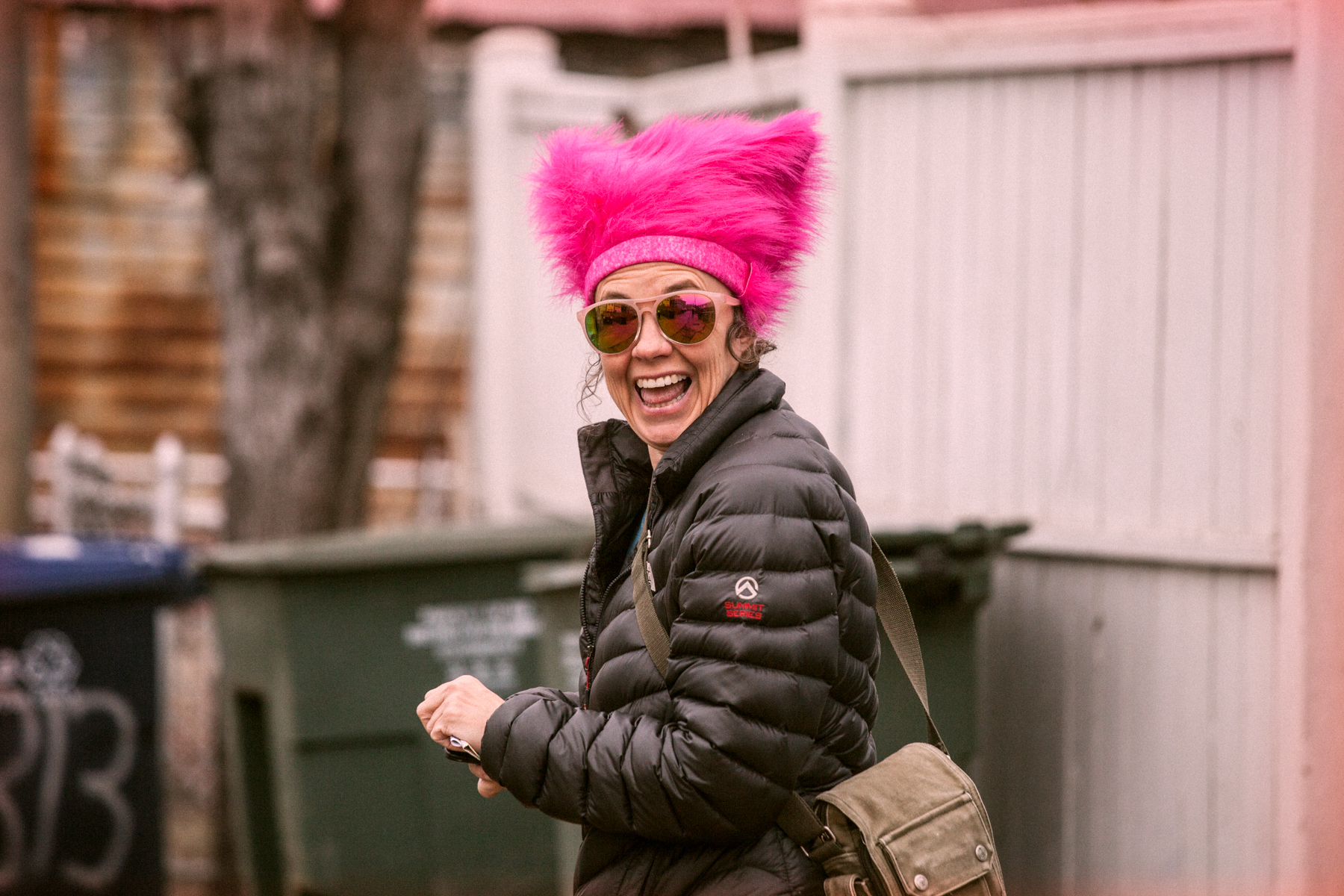 Alisa fired up, leaving the morning of the march! Thanks to our friend, Sarah, for sewing our Dr. Seuss inspired #ussy hats!