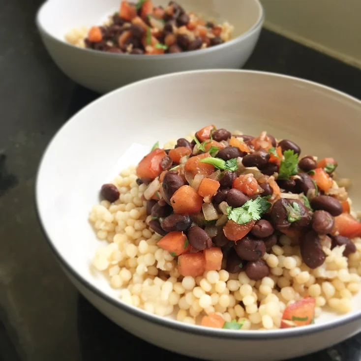 Cumin Black Beans with Couscous 