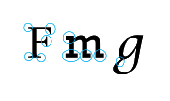 3 letters with the serifs highlighted