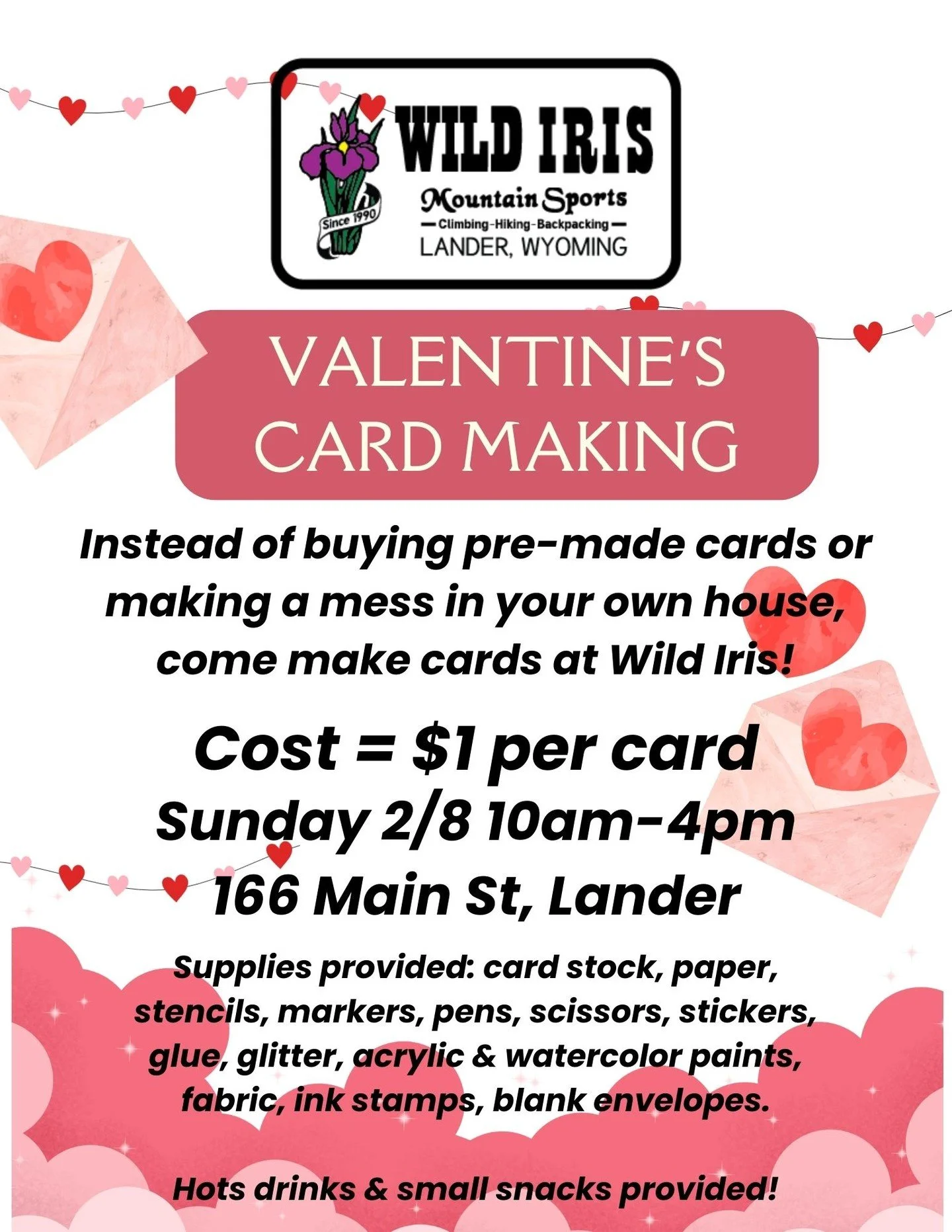 We've never done a little craft group here at the shop, but Valentine's seems like a perfect time to test it out. Sunday 2/8 10am-4pm come make a card for just $1 each!