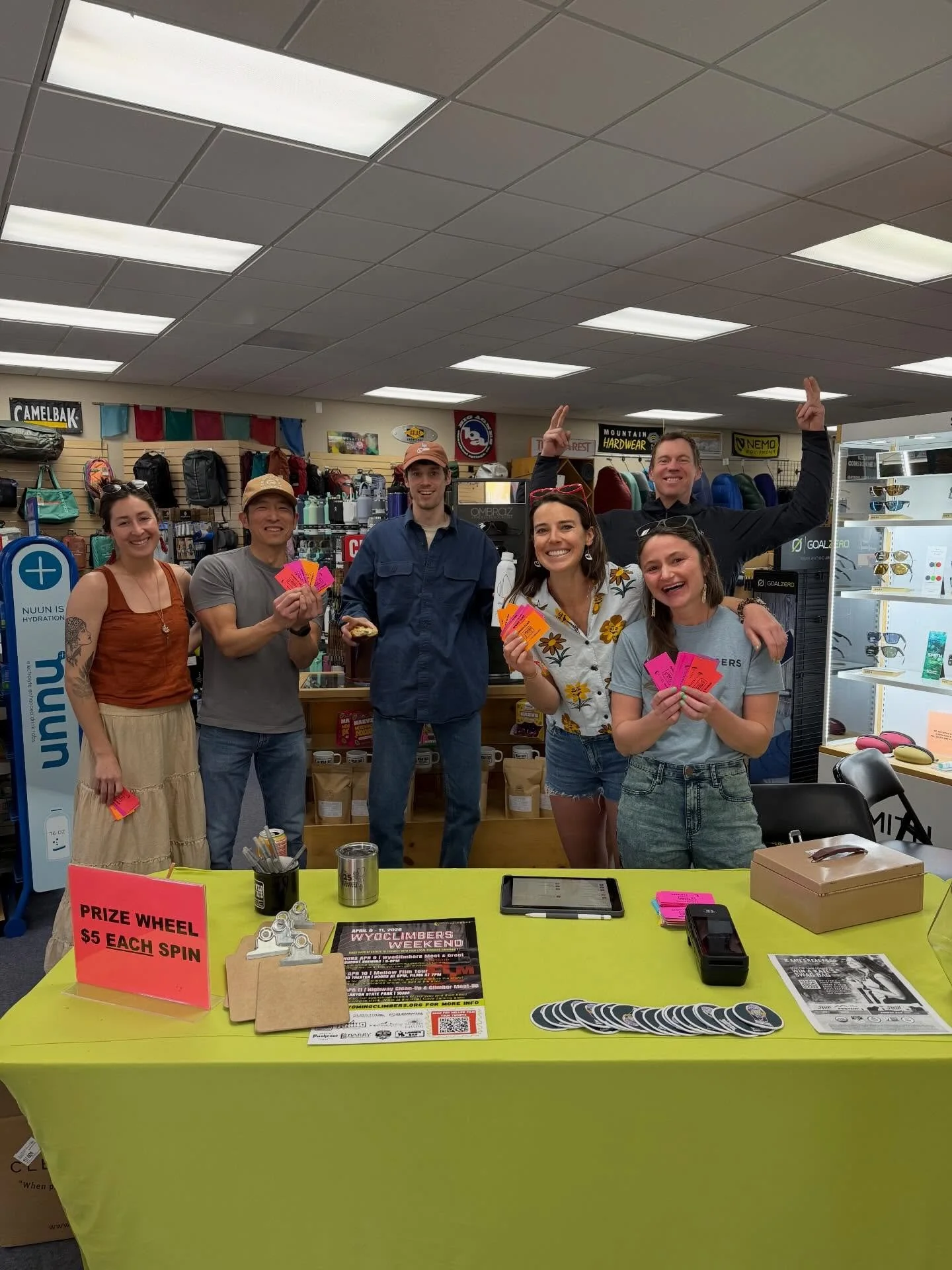 Our Spring Fling is TODAY!

Come on by to fundraiser for @wyoclimbers by spinning the wheel, buying raffle tickets, and type dying.

We have some mega sales going on, as well as free beer and food!