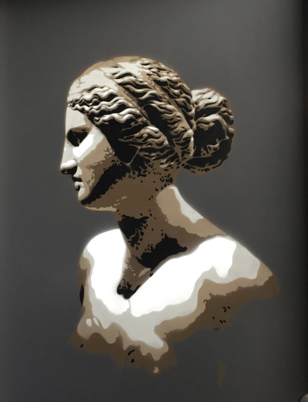 A stencil of Aphrodite by Jamin, for Urban Greek Restaurant, Hobart 2015.