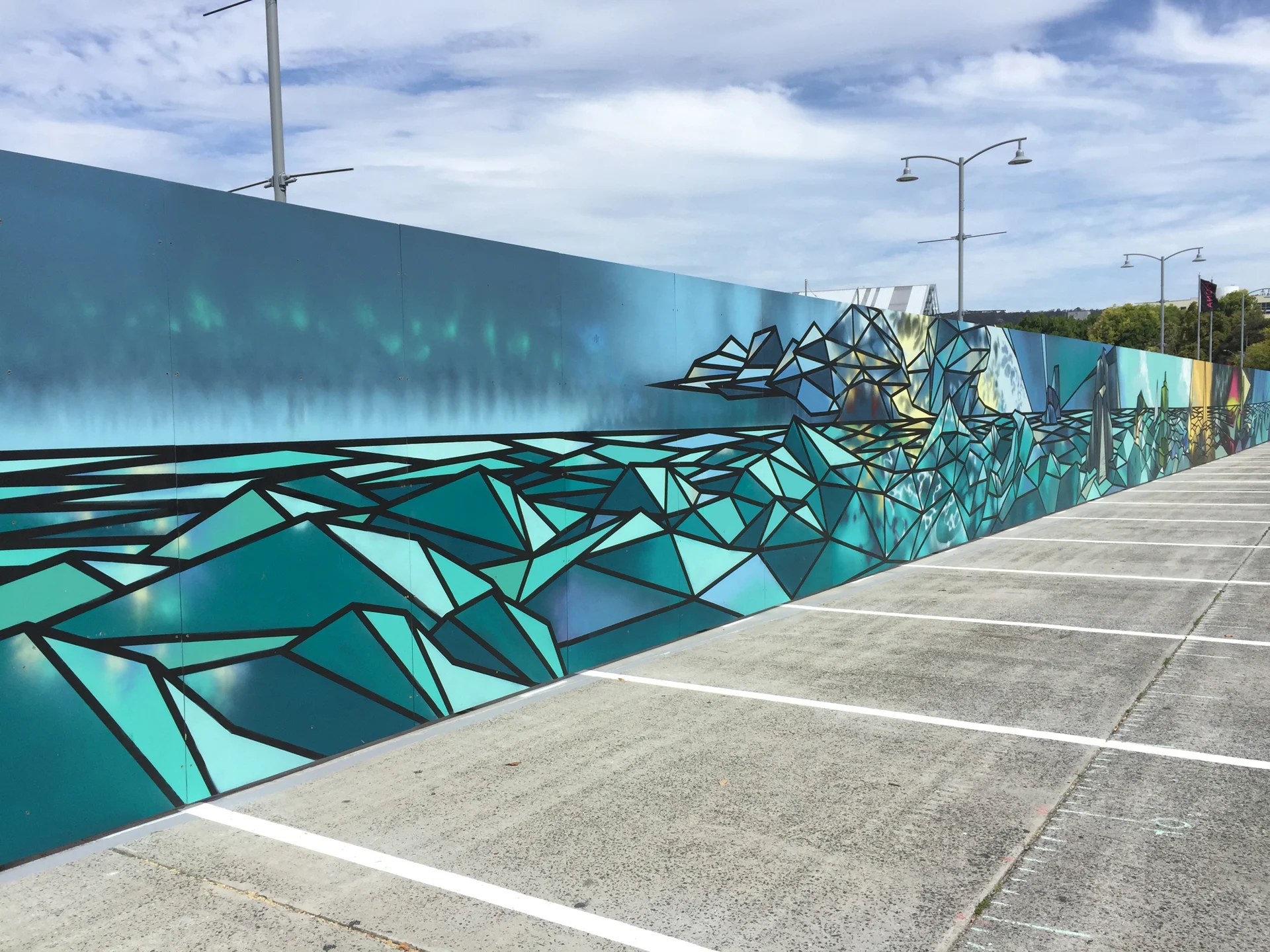 Tas Ports, Wharf Hoarding Mural, 2016 (with Aedan Howlett)