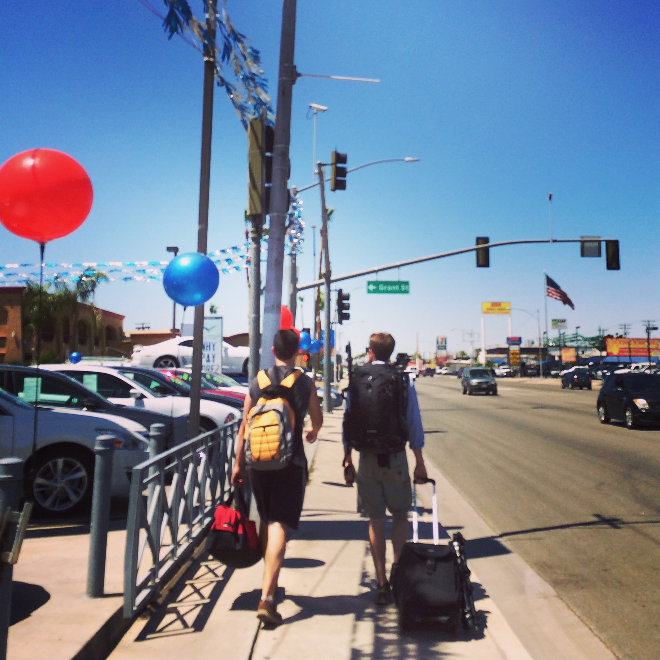 Walking across the border back into the U.S. 