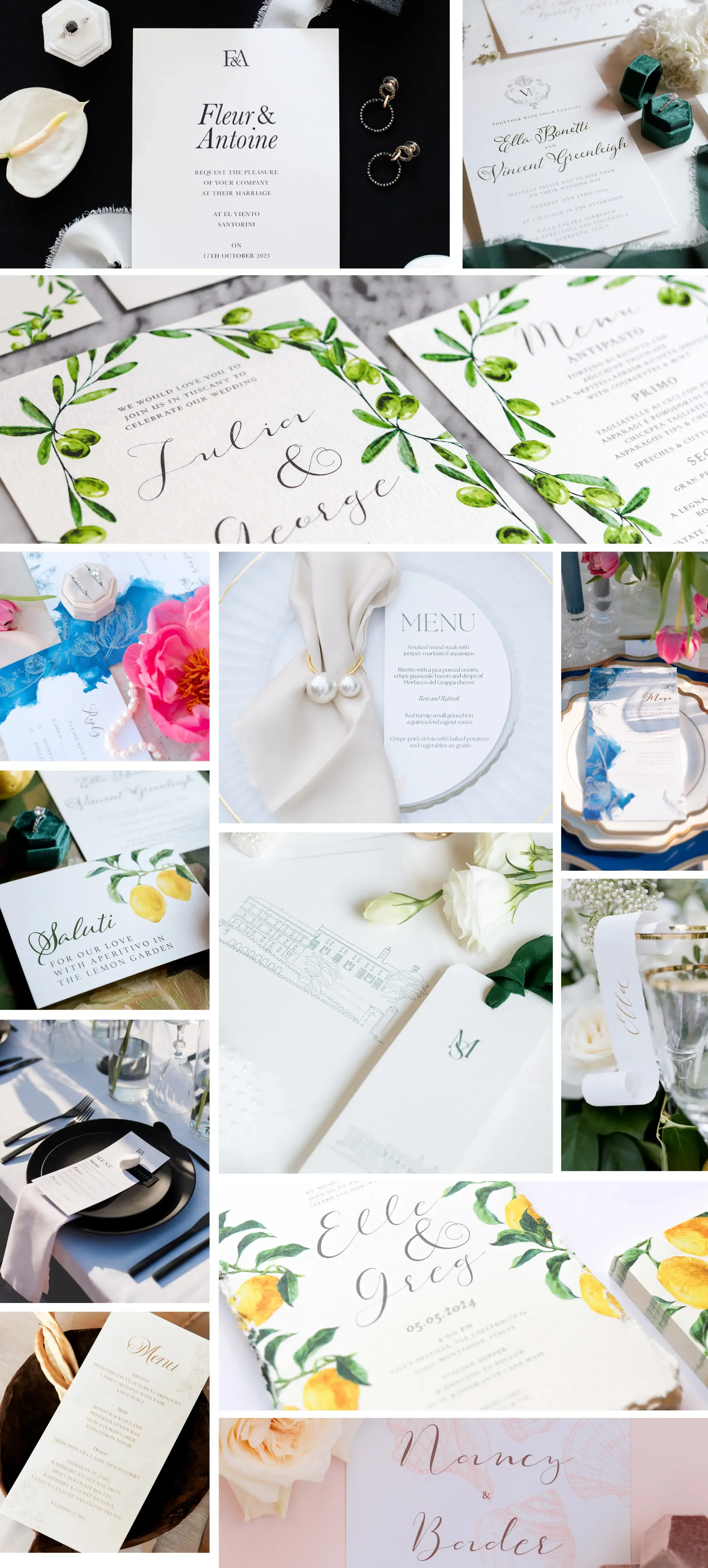 Collage of Ananya Cards Destination Wedding stationery