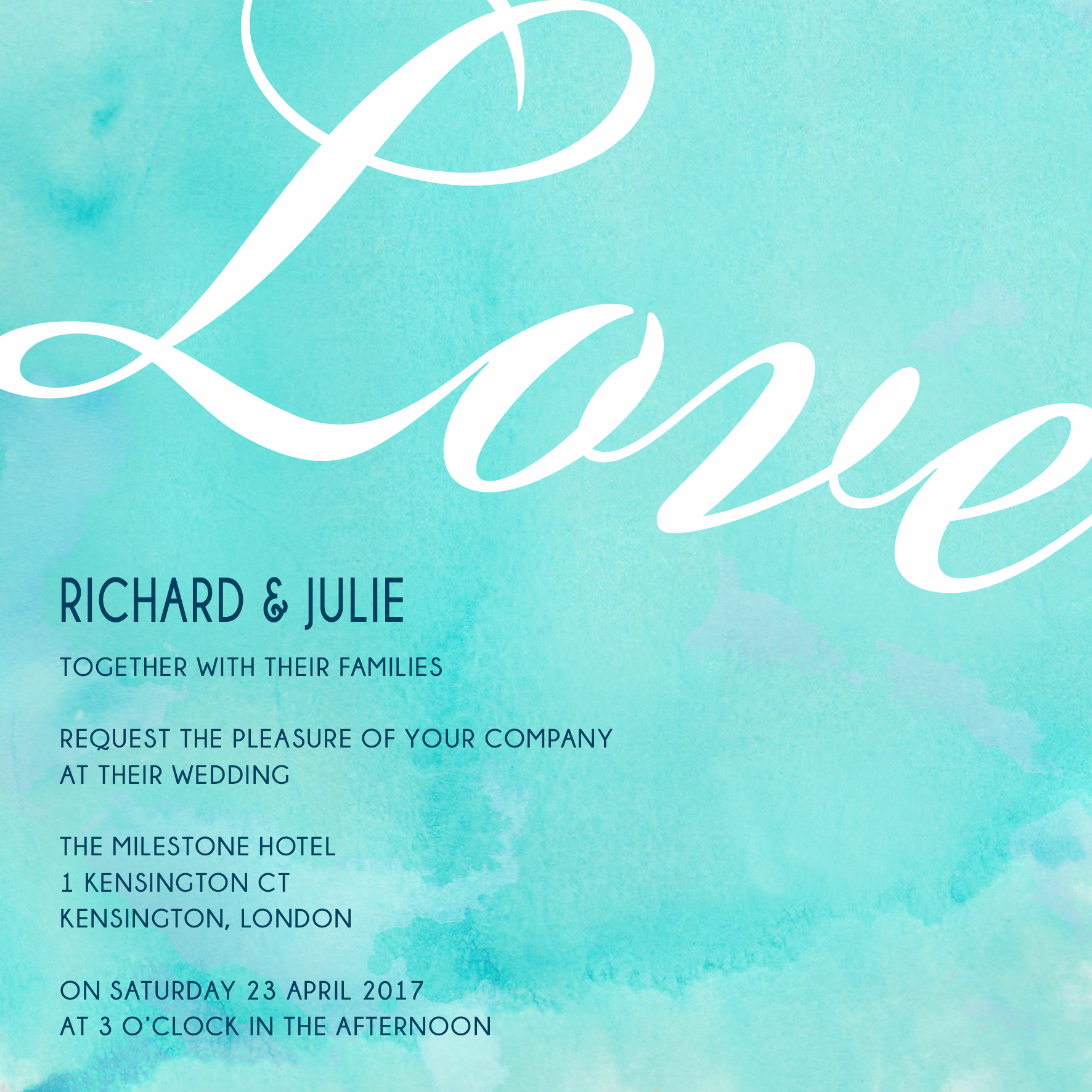 Blue watercolour wedding invitation_ananyacards.com