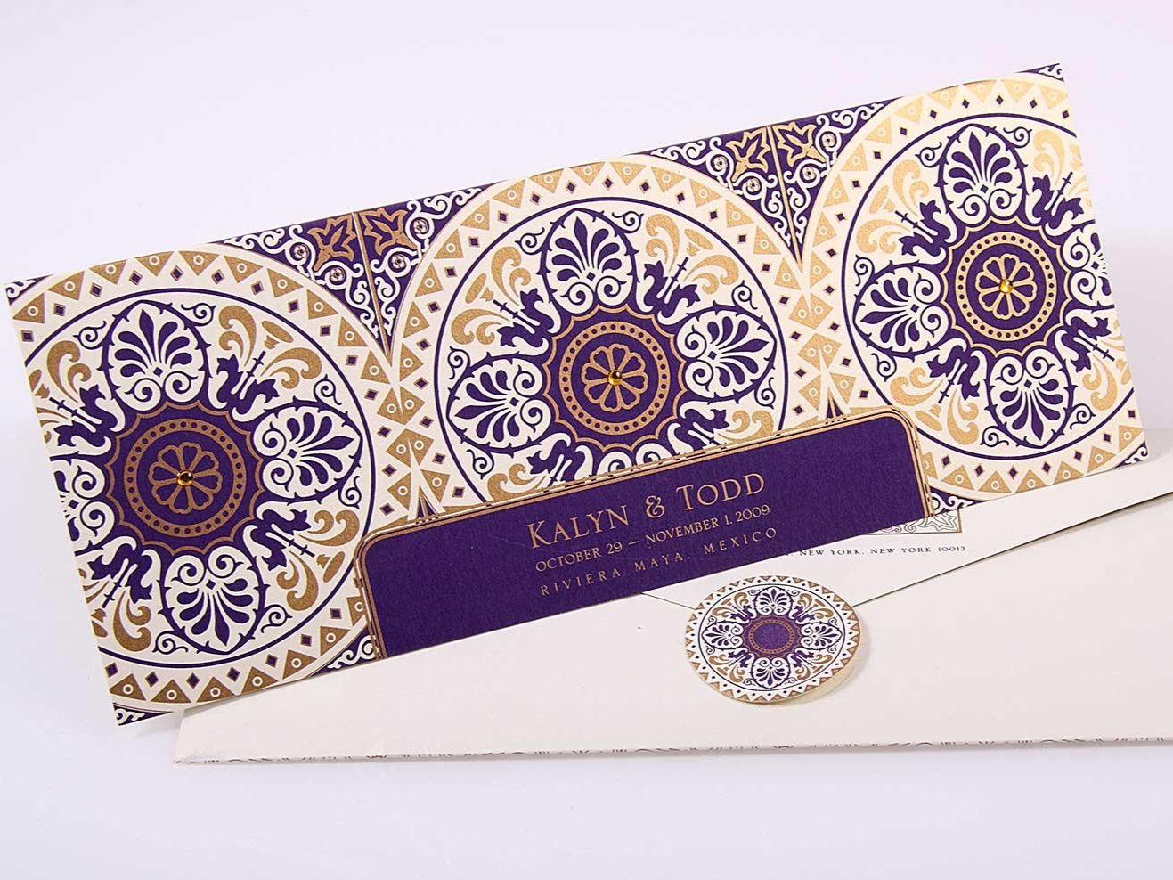 Multicultural bespoke wedding invitations for a destination wedding in Mexico, featuring intricate mandala patterns, designed by Ananya Cards | www.ananyacards.com