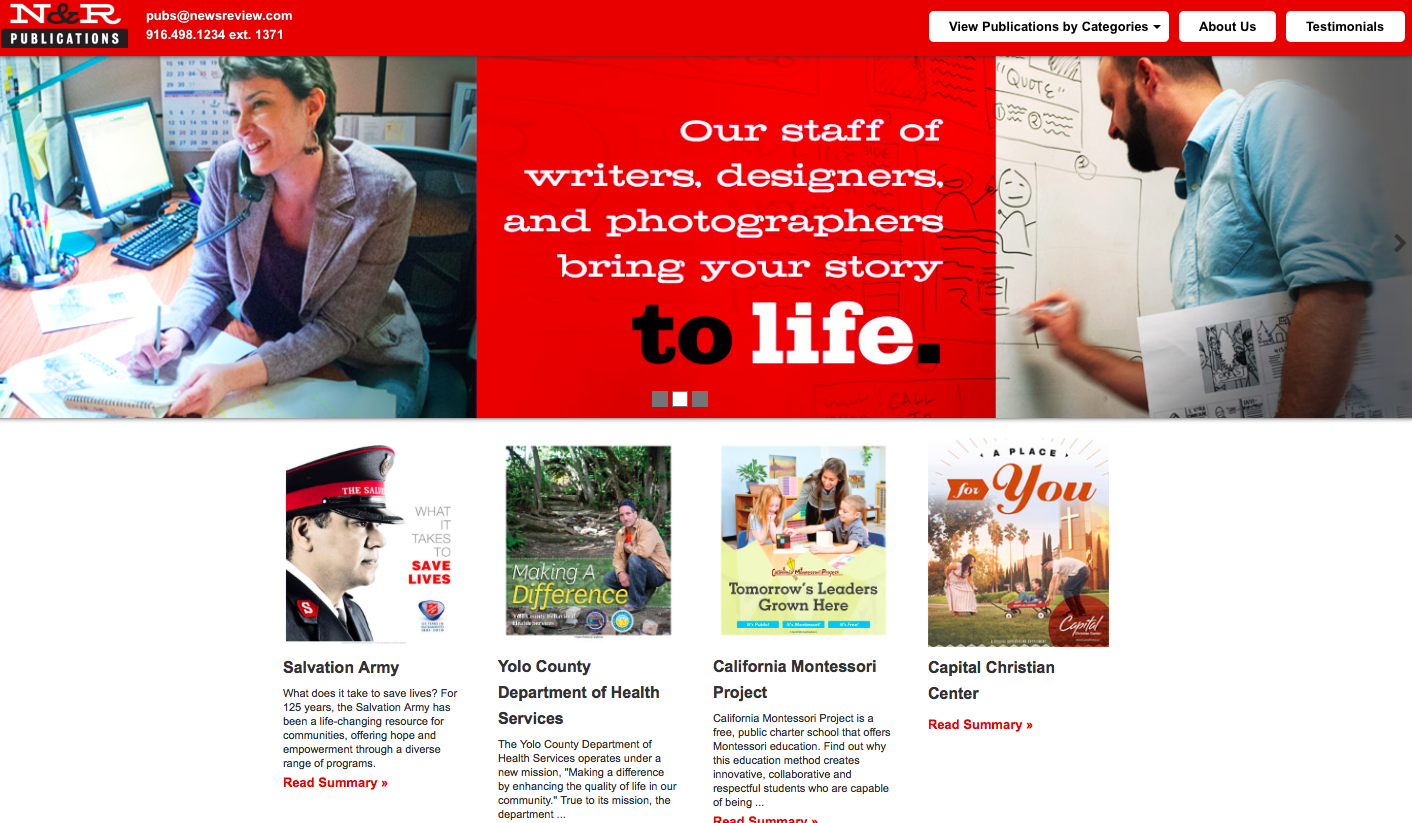 News & Review Client Publications - I am a regular contributor for these advertorial/native content pieces. Assignments involve interviewing multiple sources, extrapolating the interview into an article that fits within the client's desired story arc, and meeting tight print deadlines. News & Review 