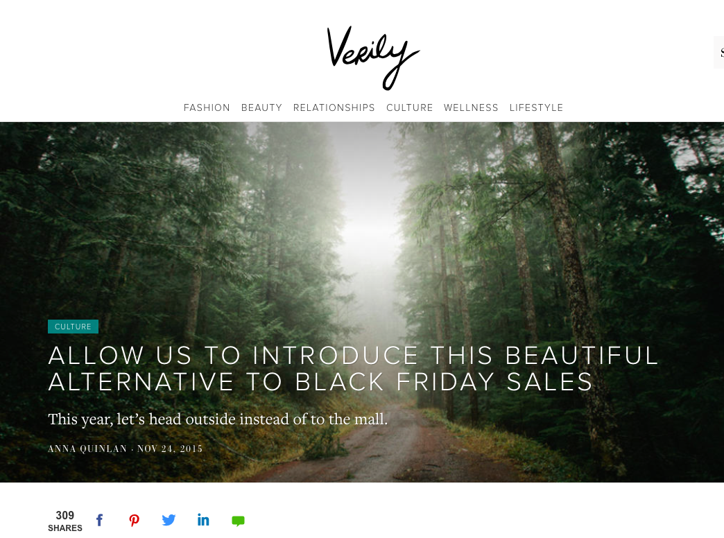 Allow Us To Introduce This Beautiful Alternative To Black Friday Sales - "It looks like retailers will be facing some stiff competition this Black Friday, from the most unlikely source. While online vendors have staked their claims on “Cyber Monday,” and mom-and-pop joints have thrown their hats into the ring with “Small Business Saturday,” Mother Nature herself is making a play for your attention in 2015. Well, kind of." Verily, November 2015