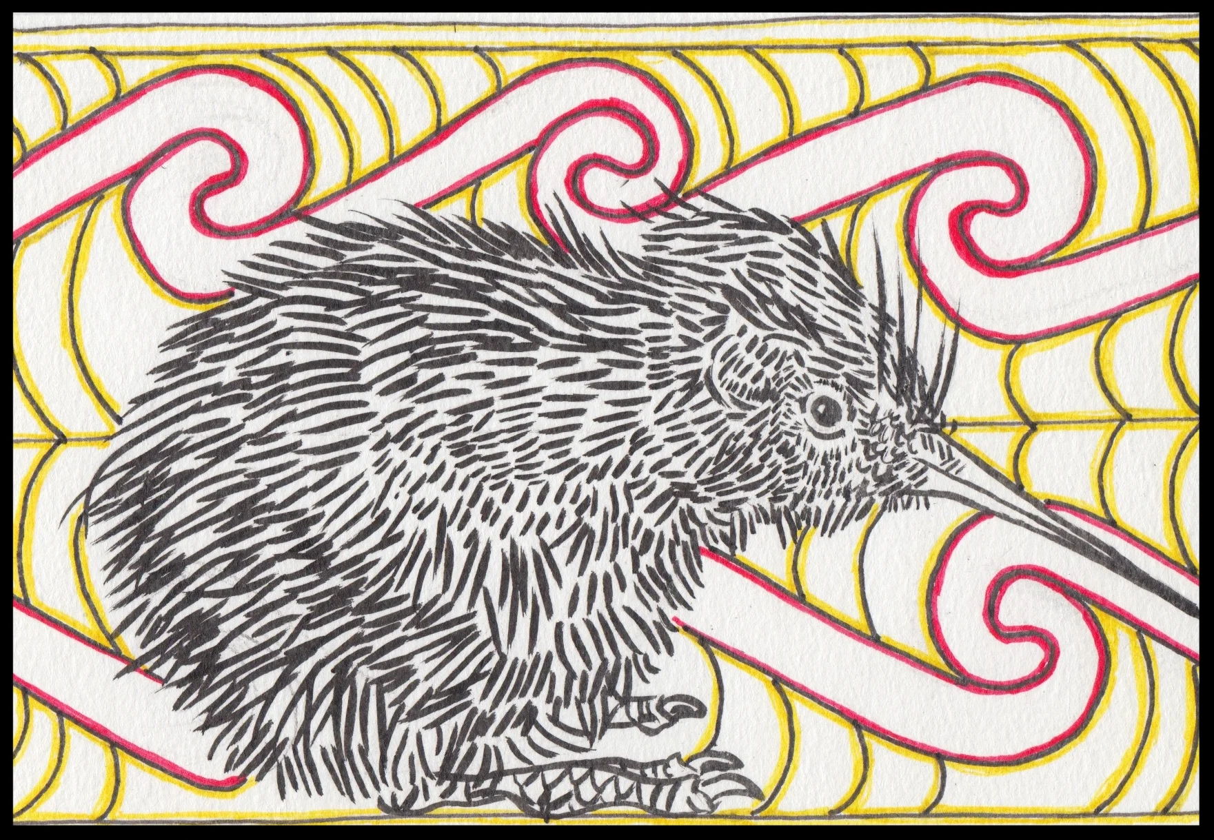 Custom brown kiwi chick with Māori textiles- 2018