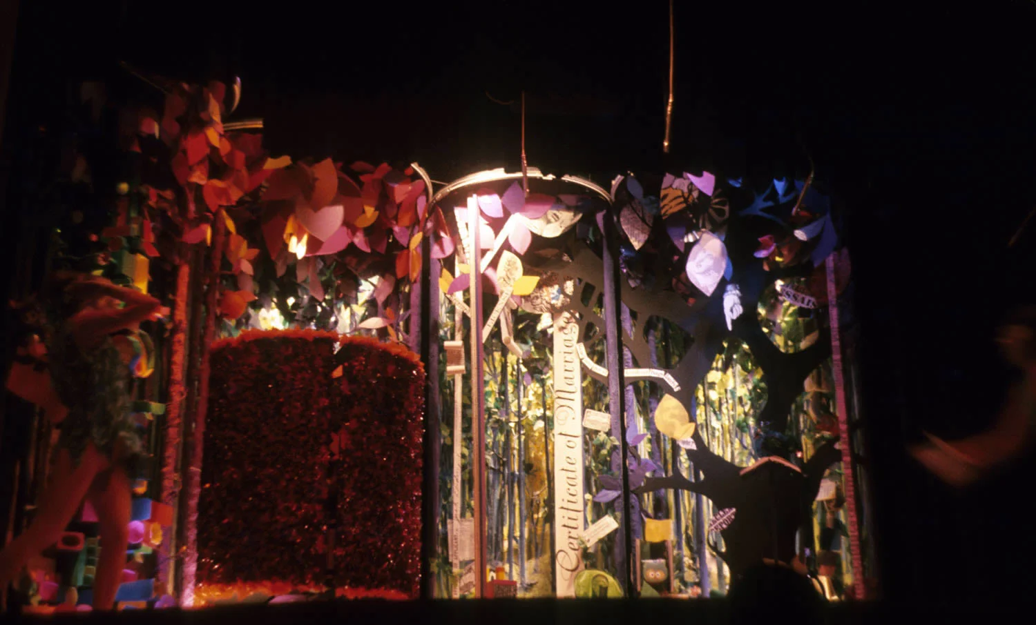 Dancers interact with the set