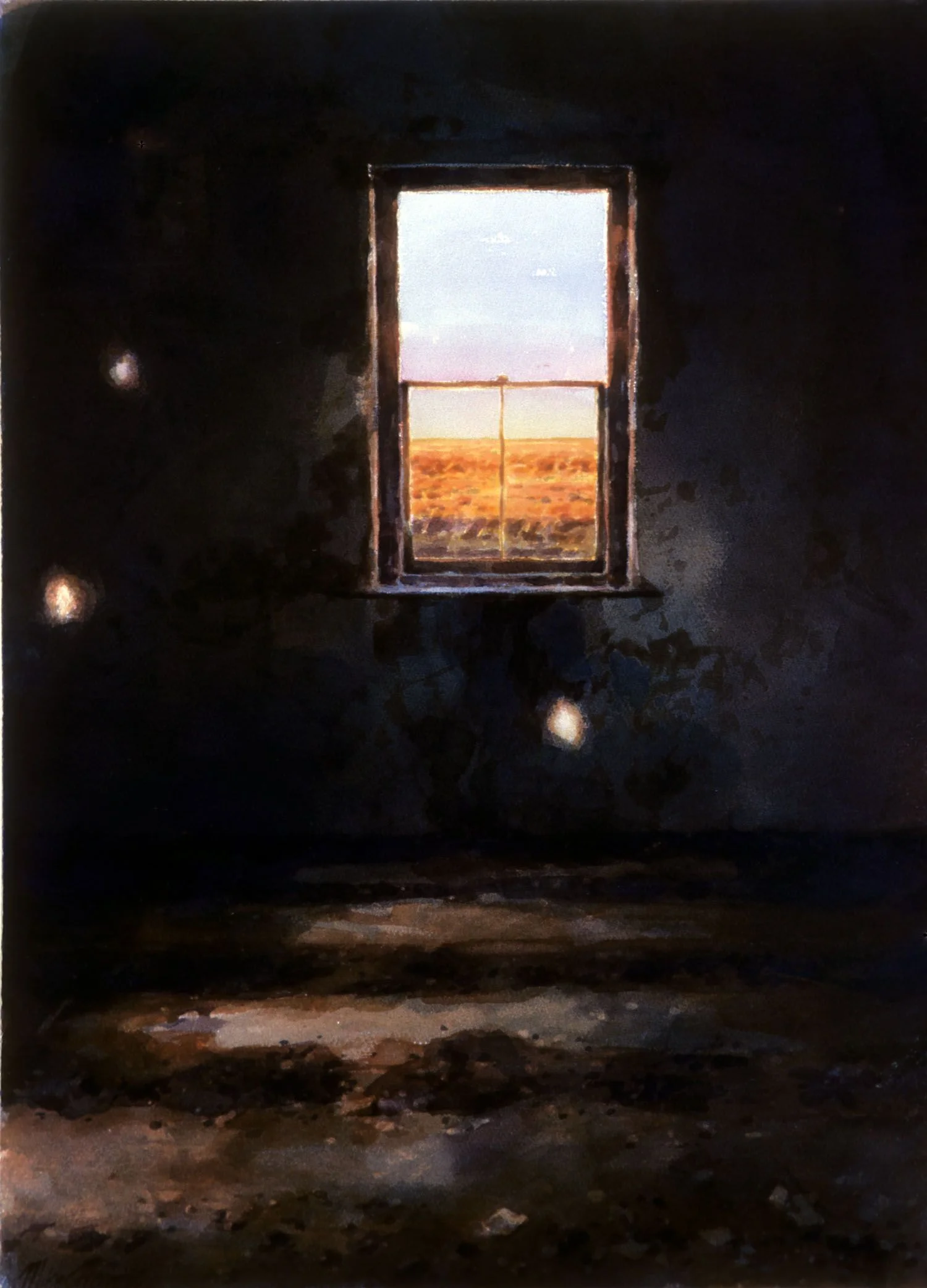 "Room with three light spots" 1986. 74 x 53cm