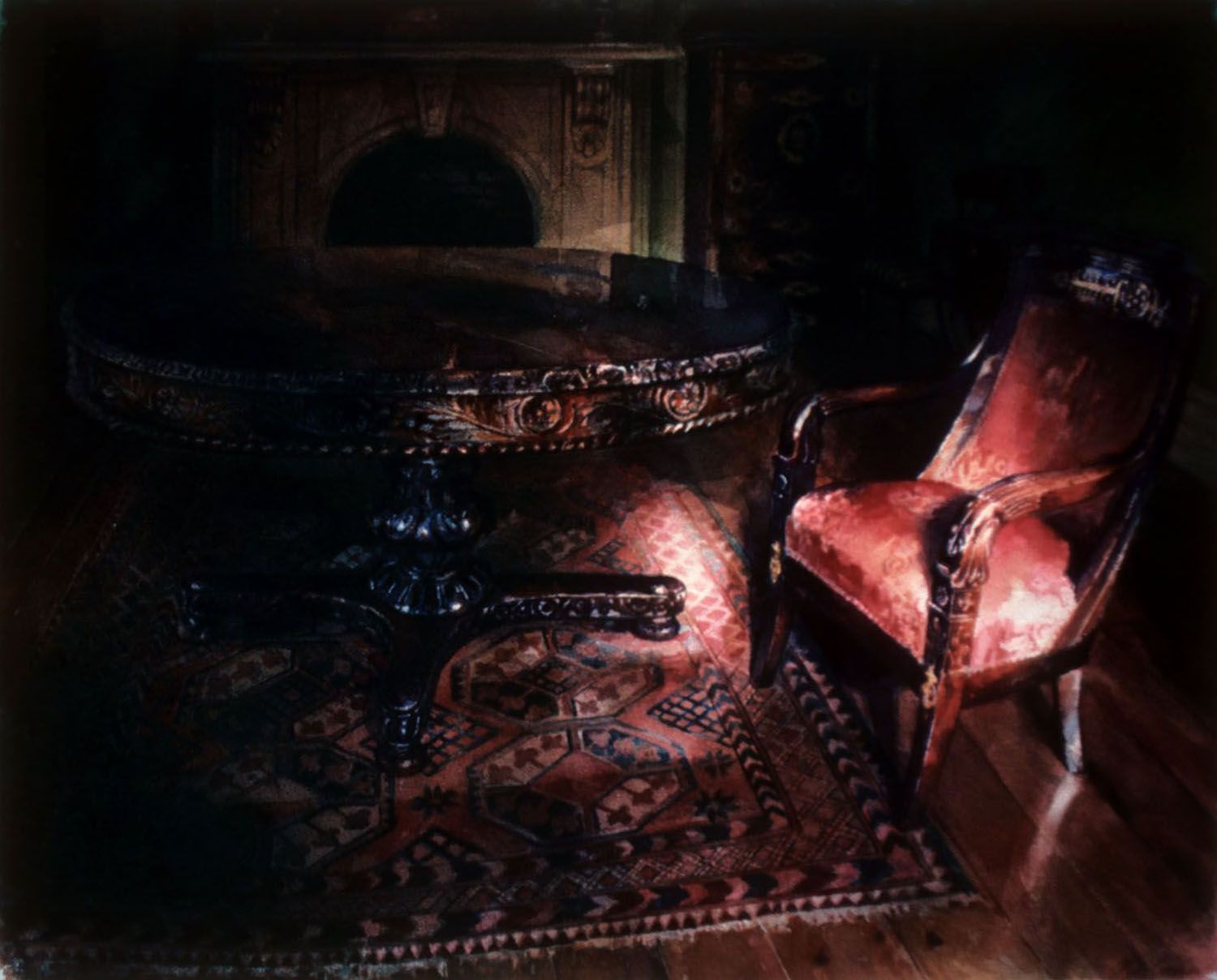 "Napolian table and red chair" 1990. 57 x 87cm