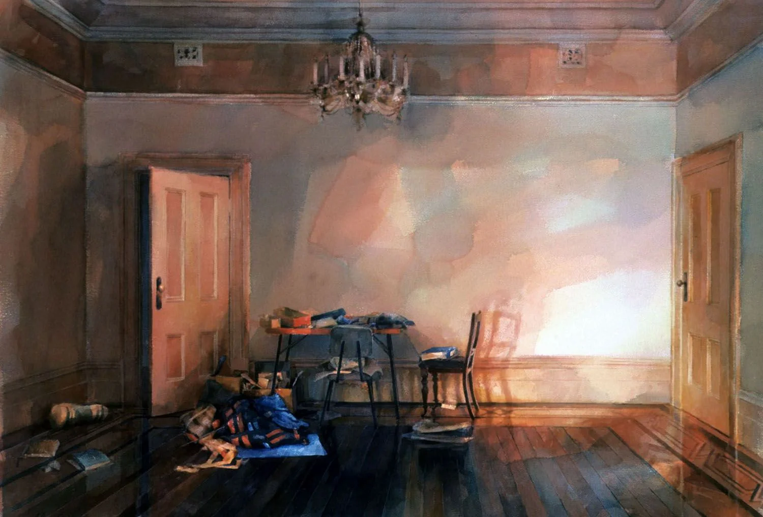 "Reflection in a room with red and blue belongings" 1987. 81 x 118cm