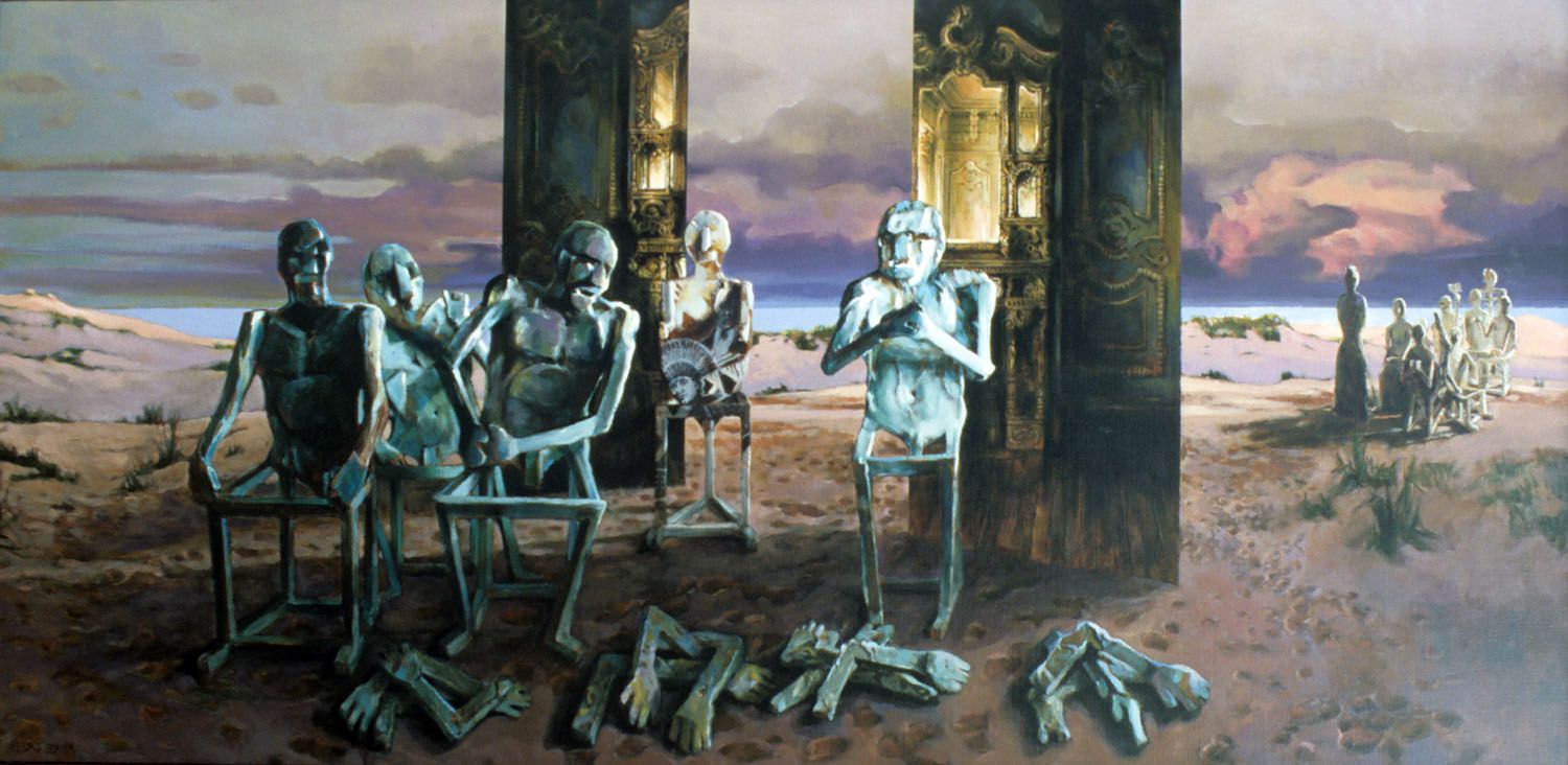 "Exchange of gifts #3" 1996. Acrylic on linen. 102 x 214cm