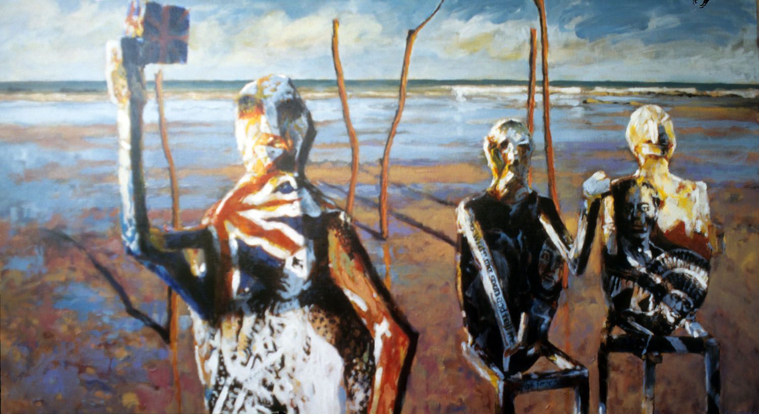 "Negotiation of the Guardians" 1996. Acrylic on linen. 82 x 150cm
