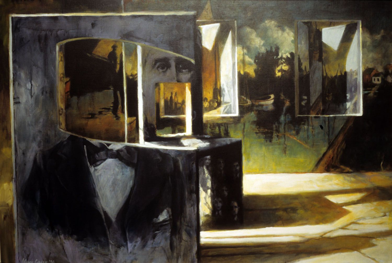 "Postcard from Lurgan" 1996. Acrylic on linen. 76 x 109cm