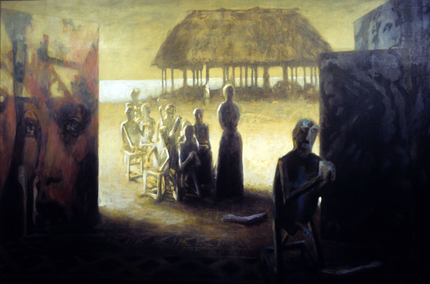 "The immigrants" 1996. Acrylic on linen. 111 x 187cm