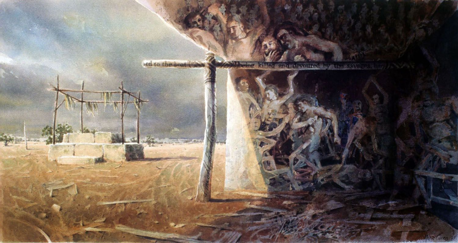 "Megalith" 1997. watercolour on 300gms. arches paper. 46 x 88cm