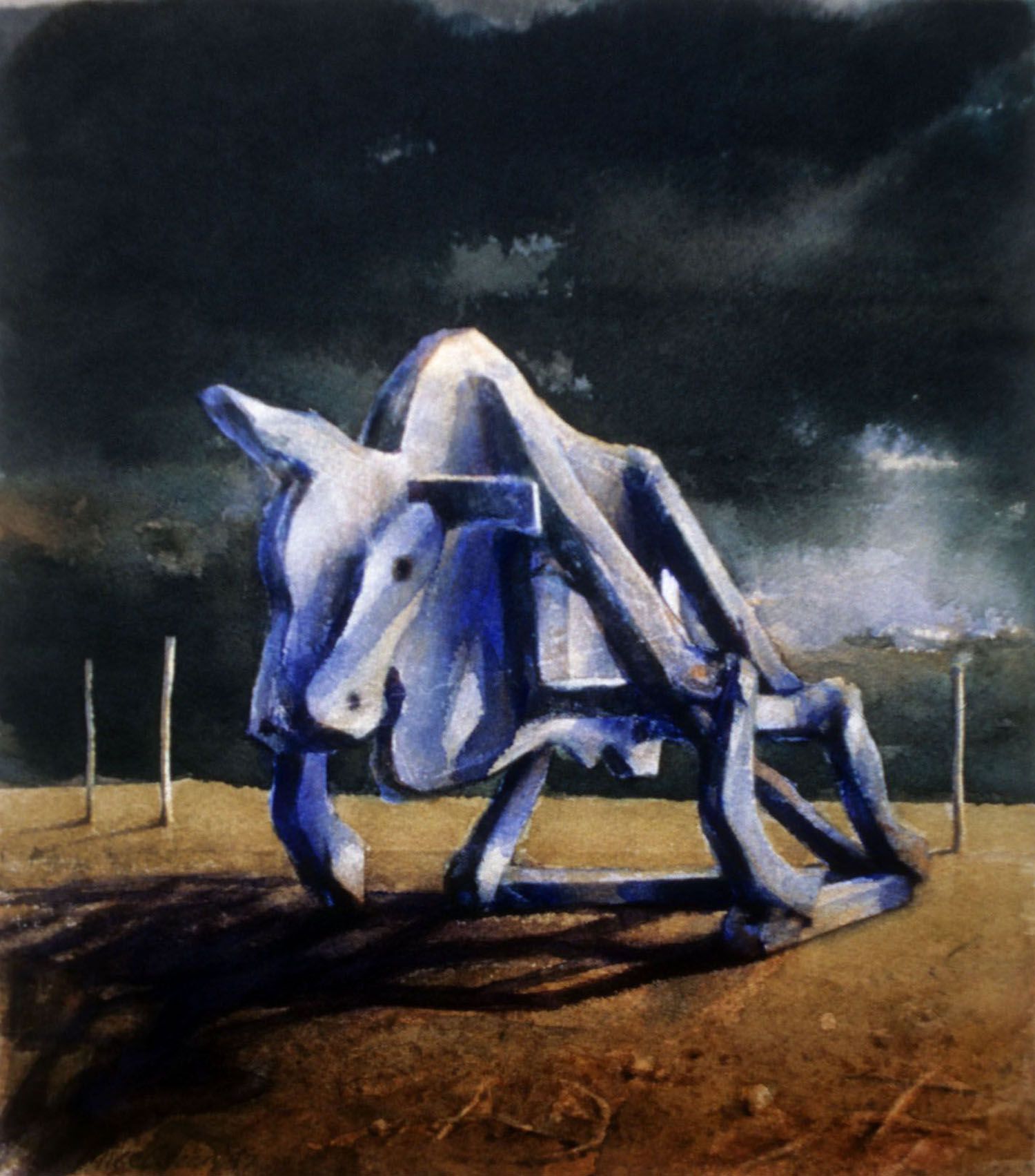 "The Chimera #2" (Bull with dark sky) 1997. Watercolour on 300gms Arches paper. 33.5 x 28.5cm