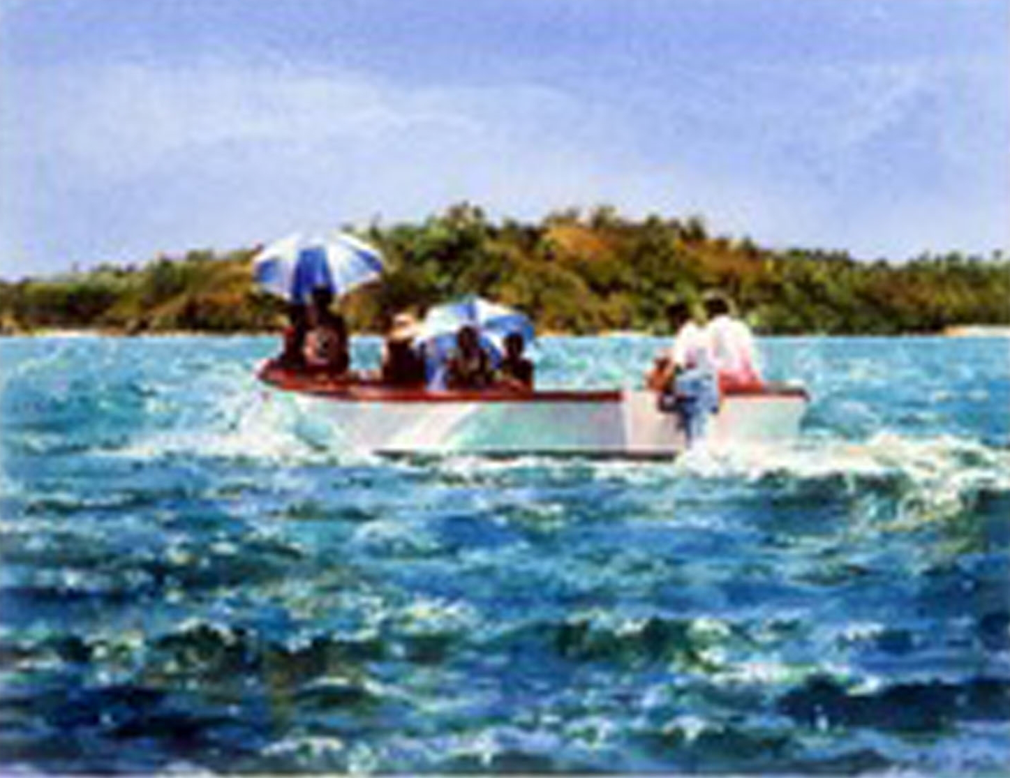"Sun umbrellas on Blue Lagoon"