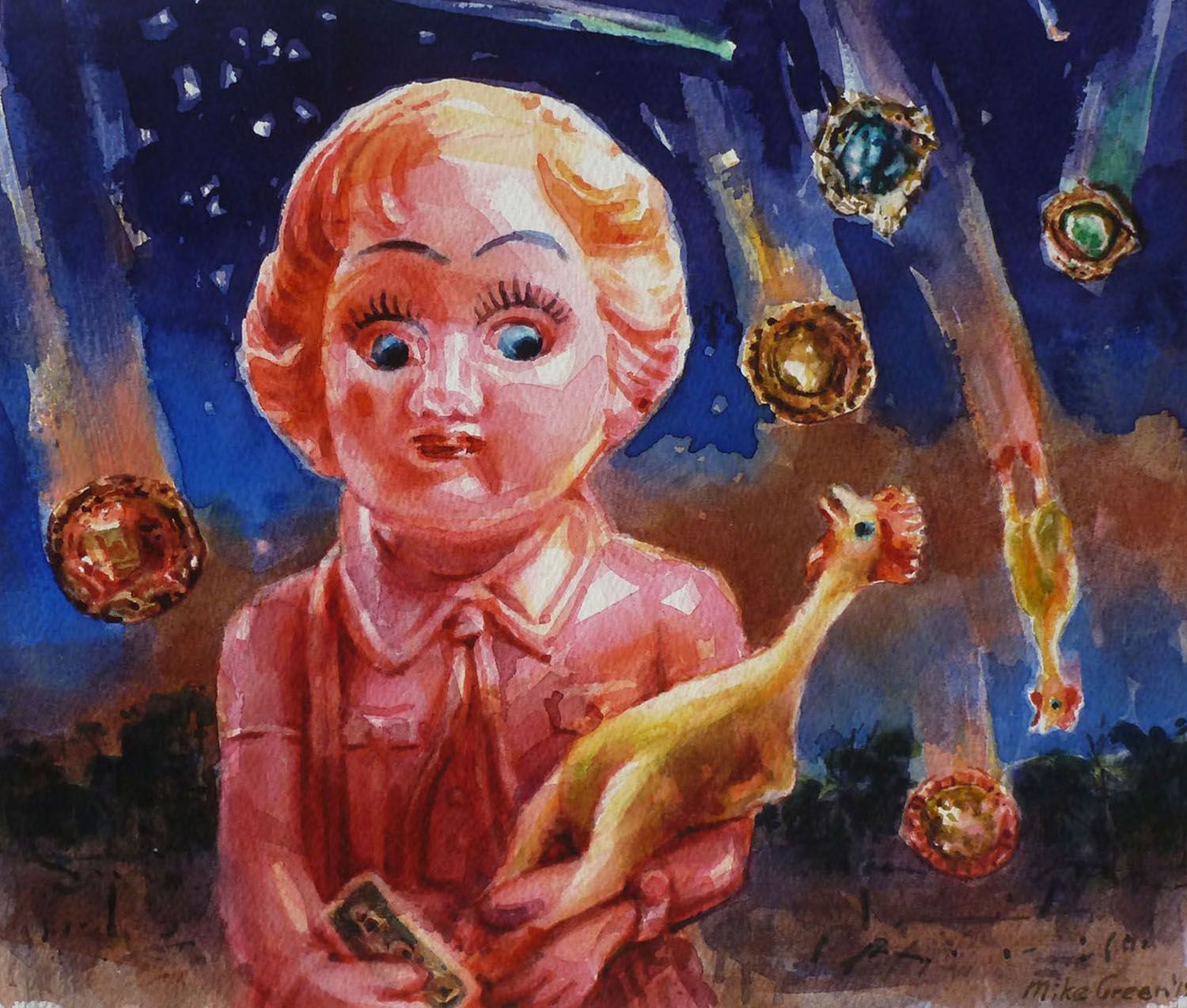 Doll with John's Chicken Gouache 2012.