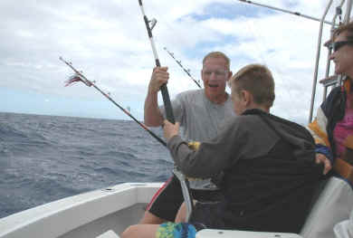 Kid's offshore fishing in Hawaii