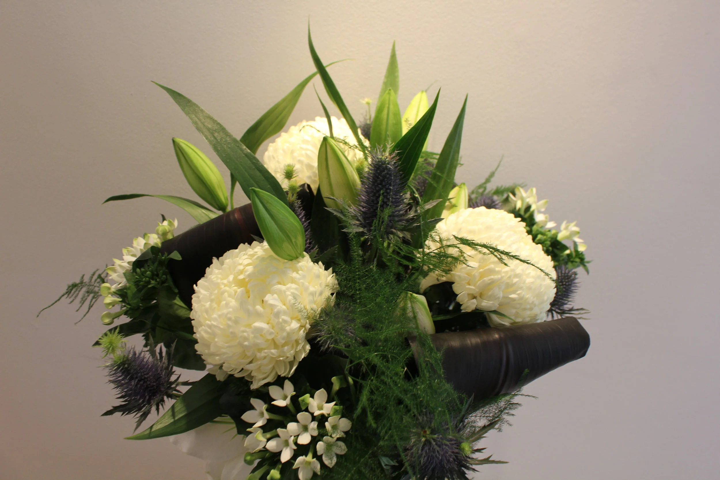 White Lily and Chrysanthemum Bouquet
