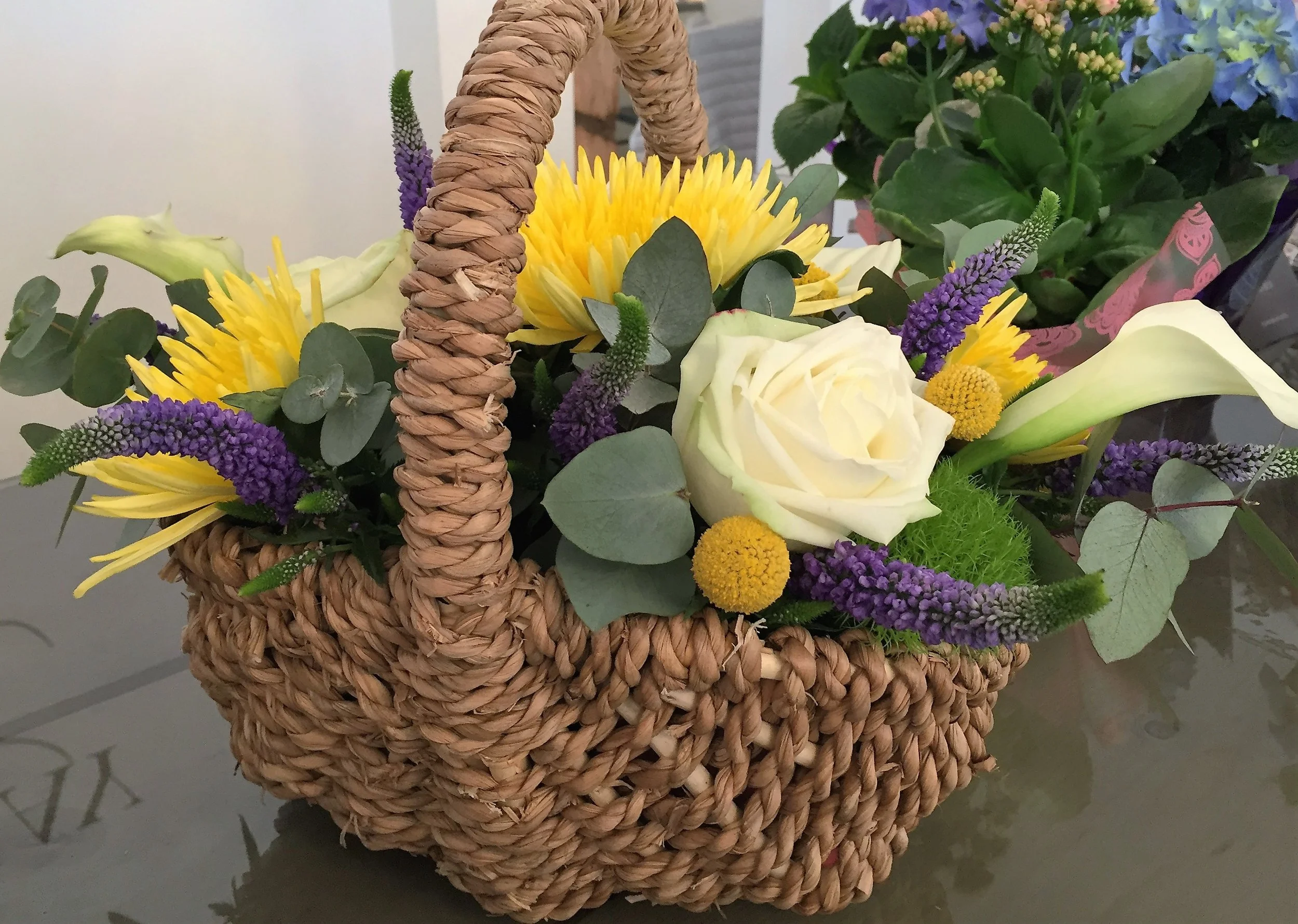Chrysanthemum, rose  Sympathy Basket