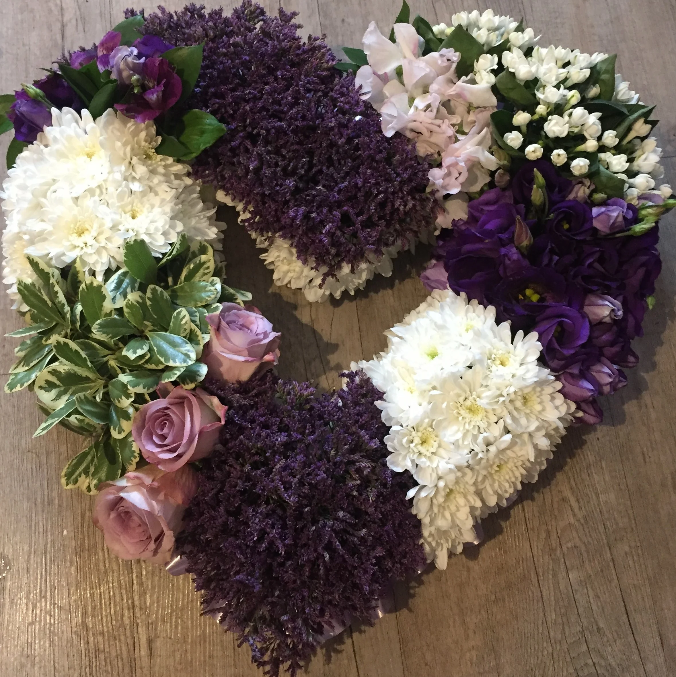 Purple and white classical open heart Tribute