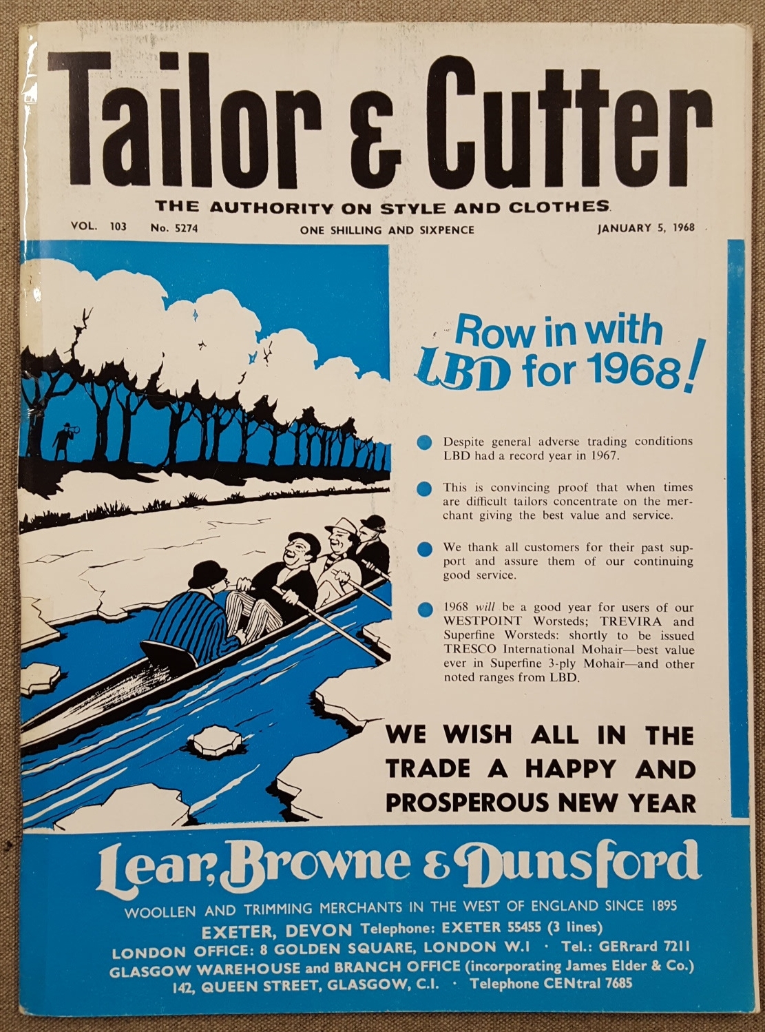 The January 5, 1968 Copy featuring an advert from Lear, Browne & Dunsford. Now Part of the Harrisons of Edinburgh group.