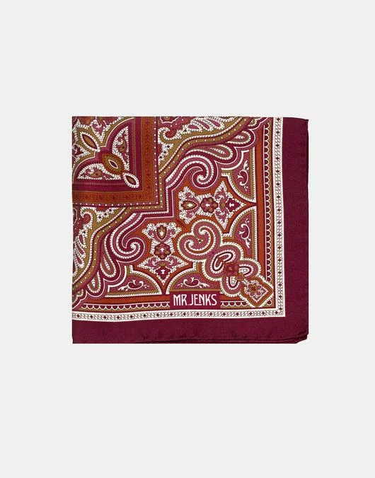 Petunia & Gold Paisley Silk Pocket Square