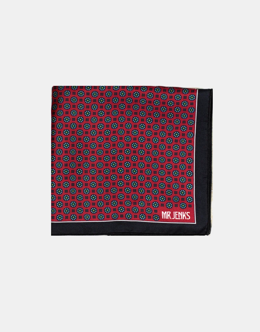 Burgundy Floral Silk Pocket Square