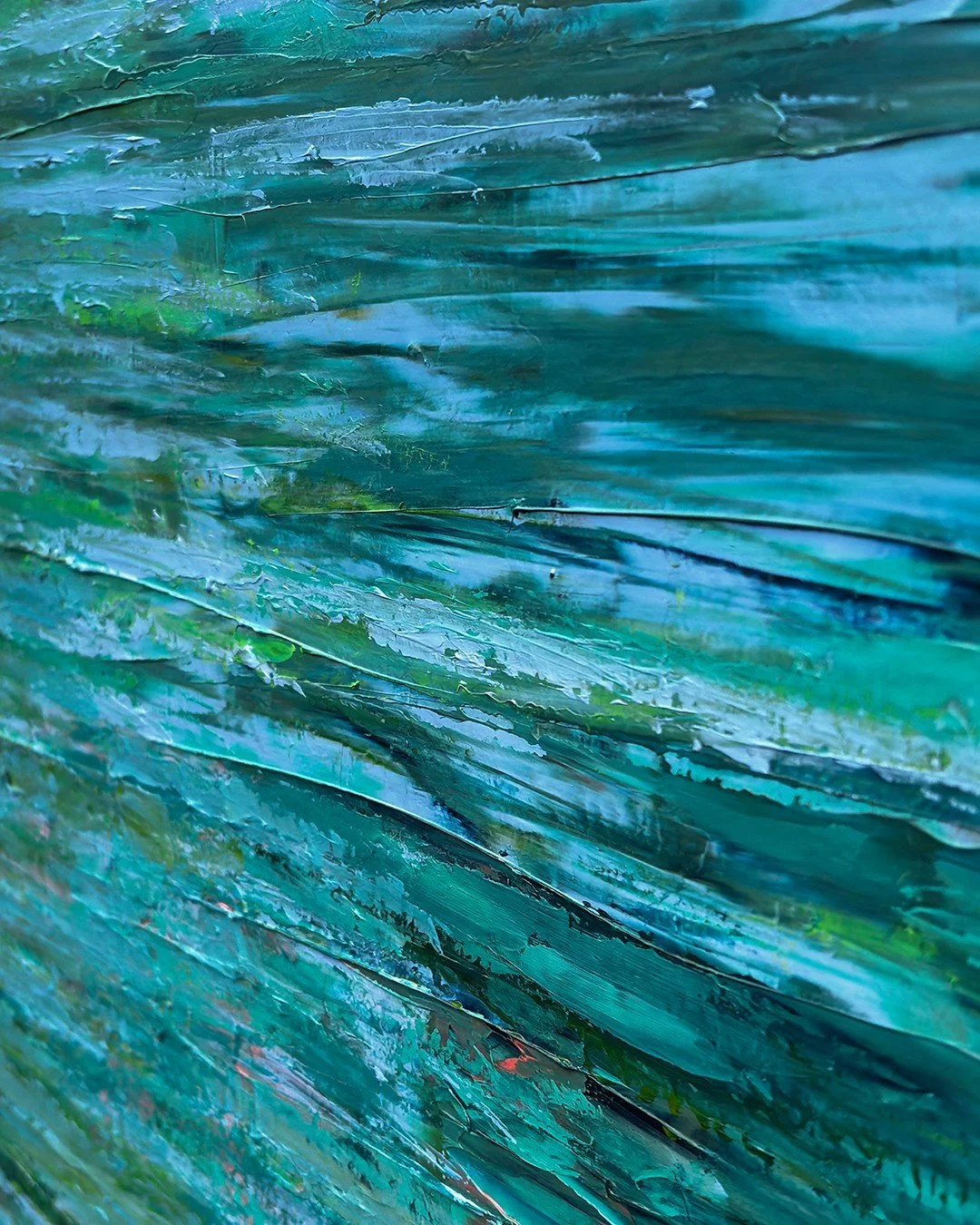 This new piece took a while - many layers, many brush strokes, lots of texture. I wanted it to convey that place where we come together seamlessly as one -  like where land and sea meet, where river and river meet. I want it to capture that natural f