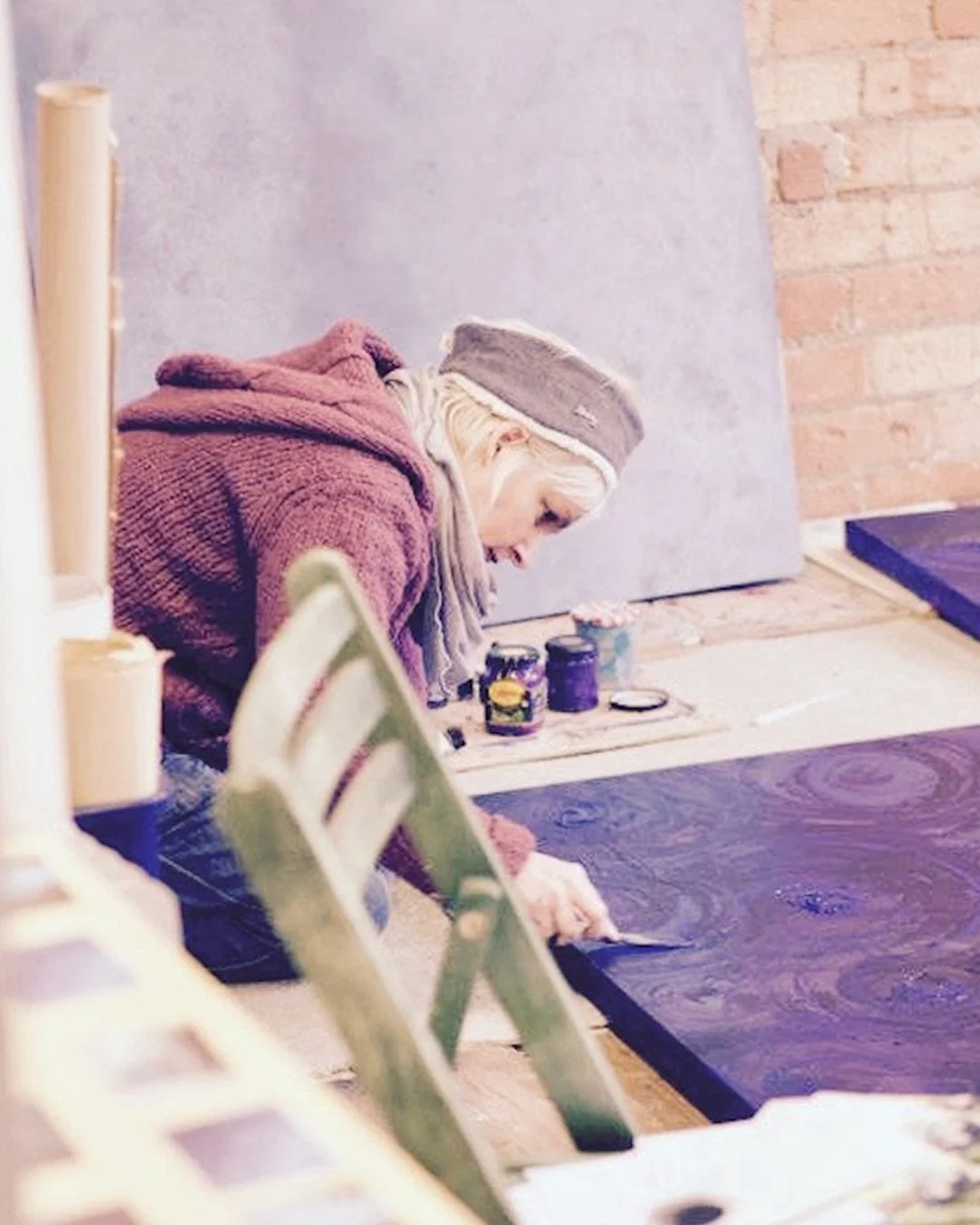 An oldie!  This is in my Banks Mill studio when I first started painting.  Capturing the energy of waters in swirls was my thing! ⁠