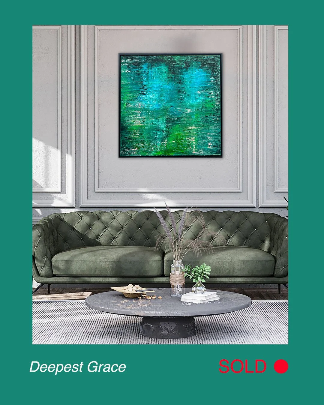 'Deepest Grace' is now hanging in its new home on a wall in the UK.