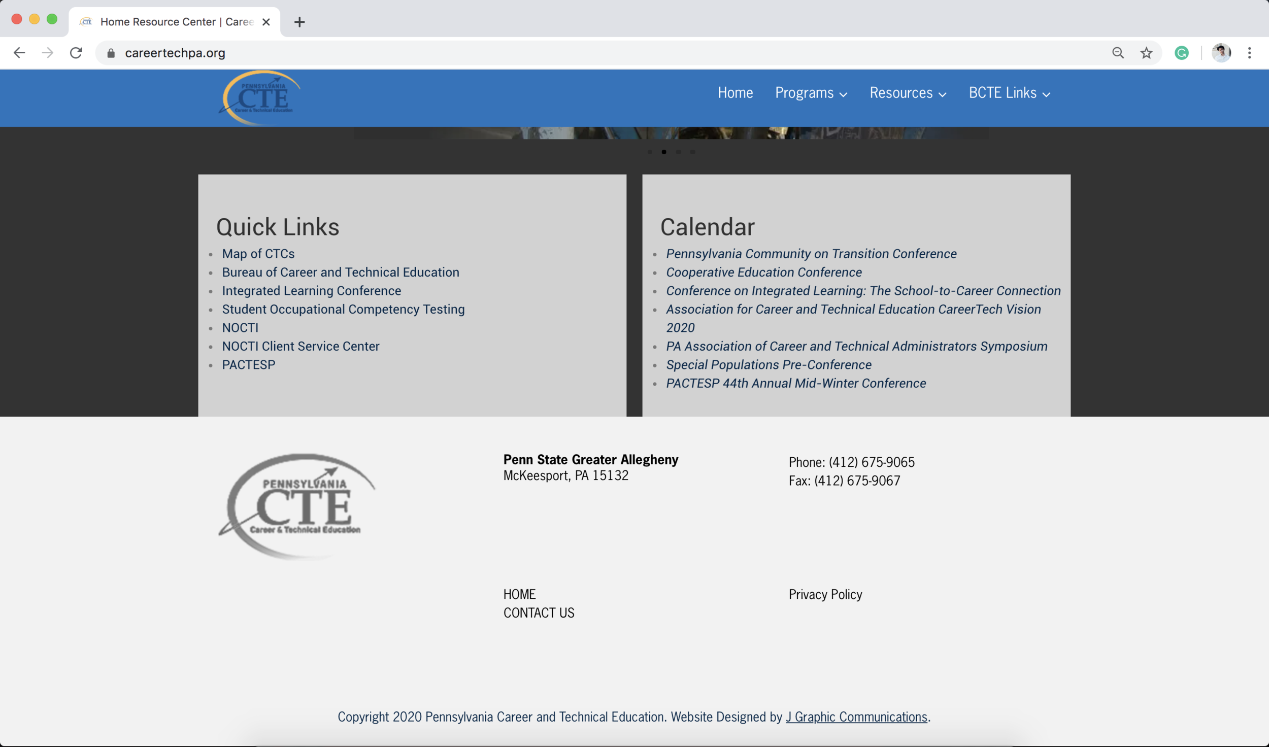 careertechpa.org Home Page Bottom Screenshot