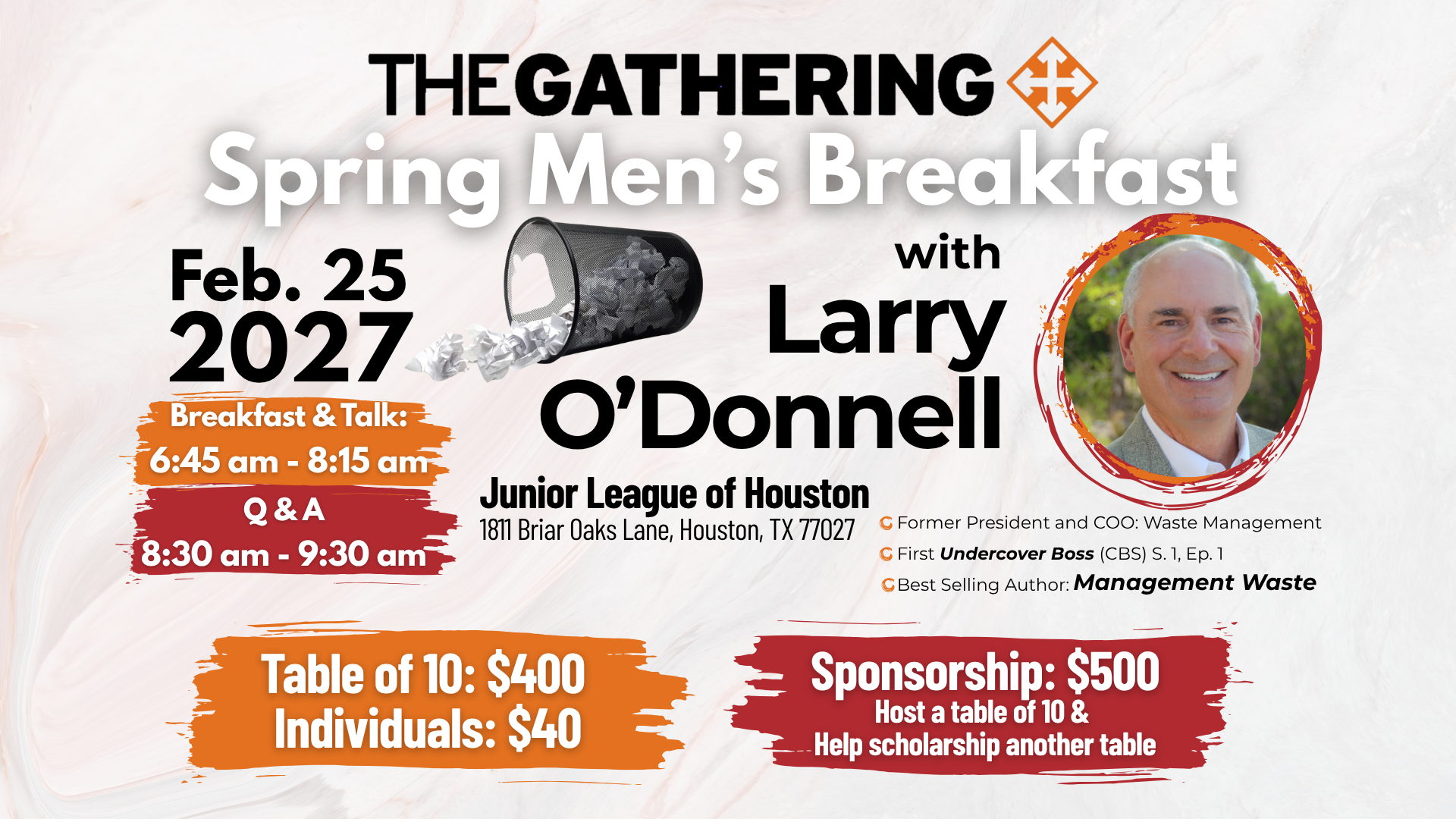 Spring Men's Breakfast 2027: Management Waste